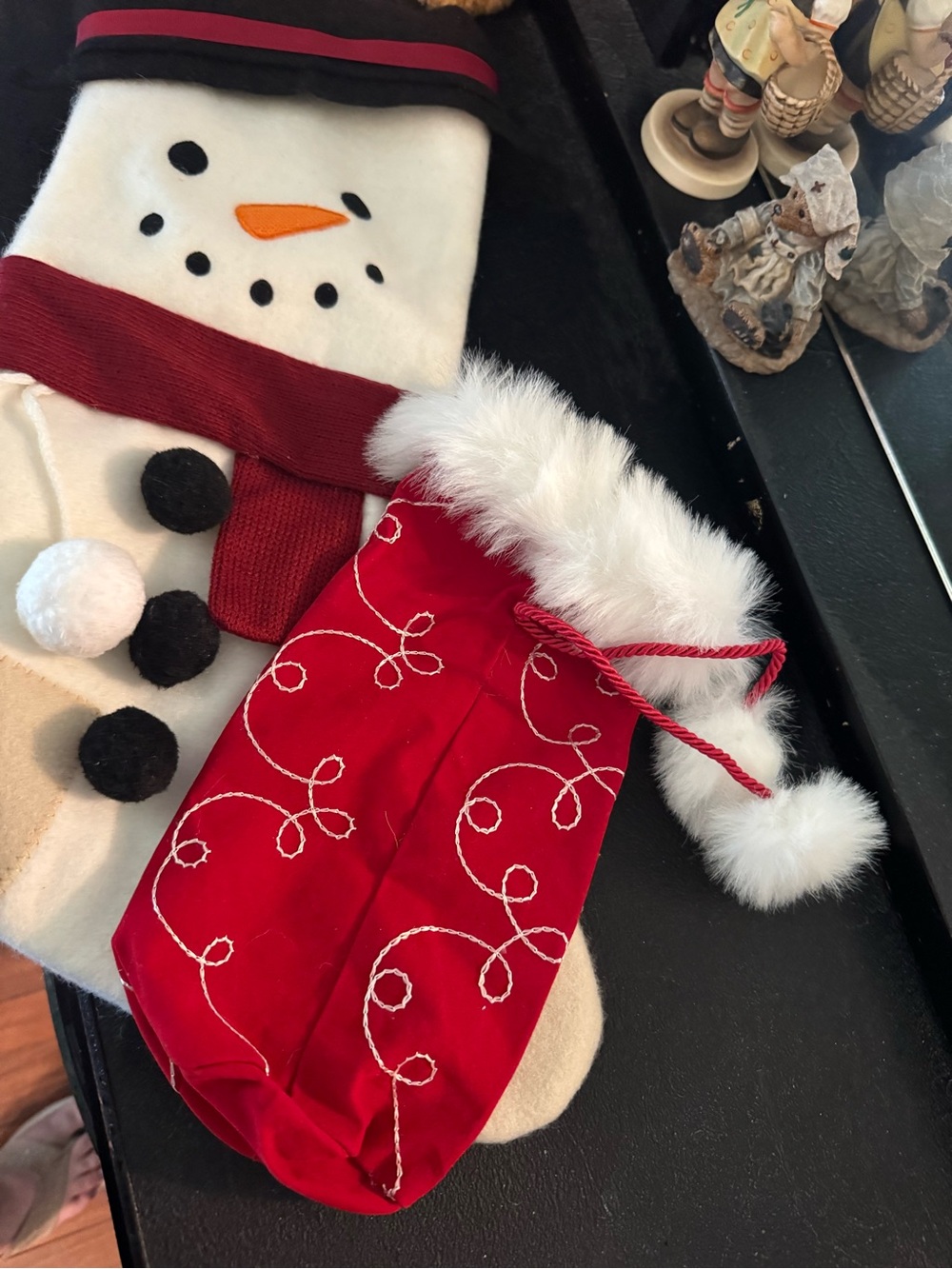 NEW Set of TWO Cute Snowman Christmas Stocking!Plus a mini Red Sticking Bag. NEW - Picture 15 of 16